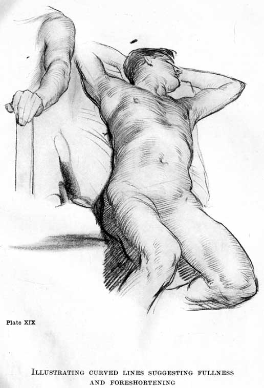 image of a cross-contour drawing of a man lying down