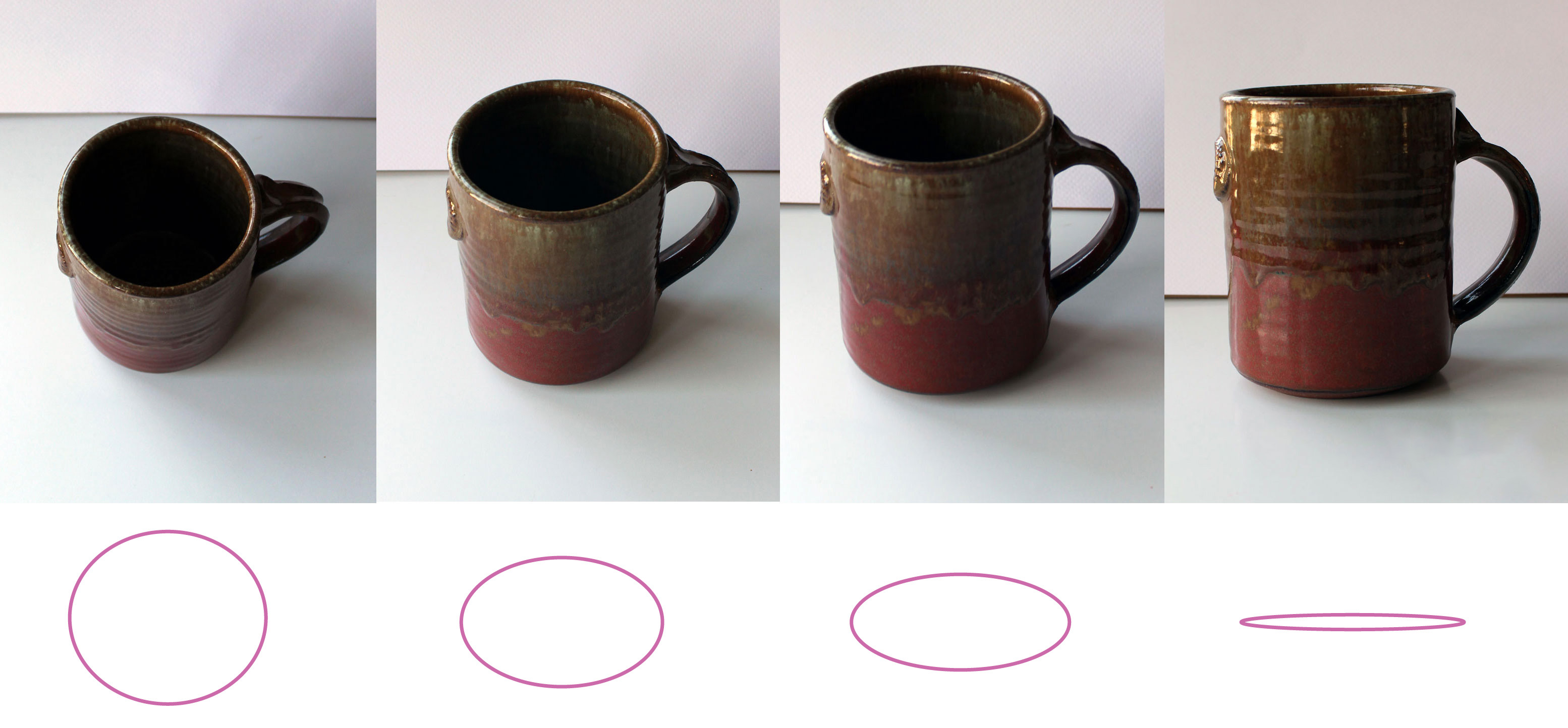 views of the top of a coffee from various angles