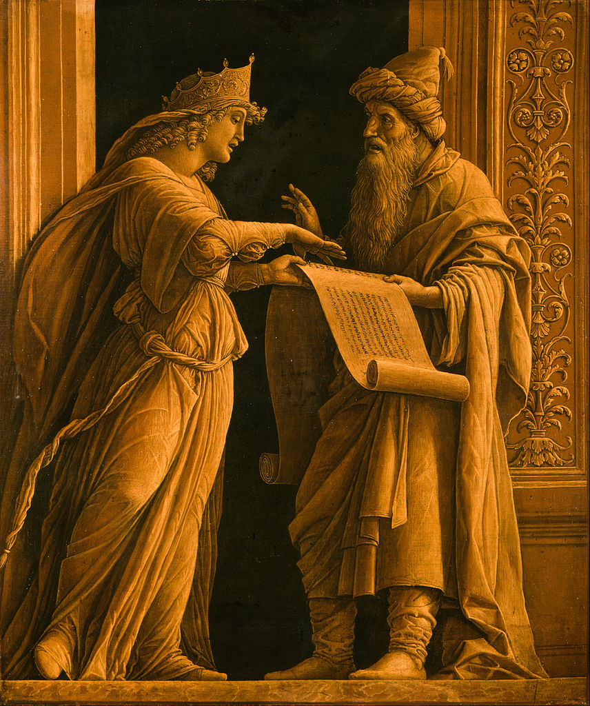image of a brunaille painting by Andrea Mantegna called A Sibyl and a Prophet