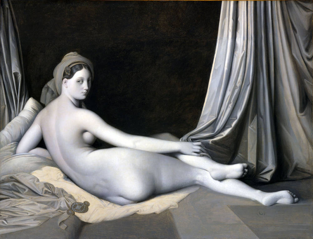 image of a grisaille painting by Jean-Auguste-Dominique Ingres of an Odalisque