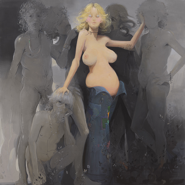 an image of an oil painting by Lisa Yuskavage titled Déjà Vu