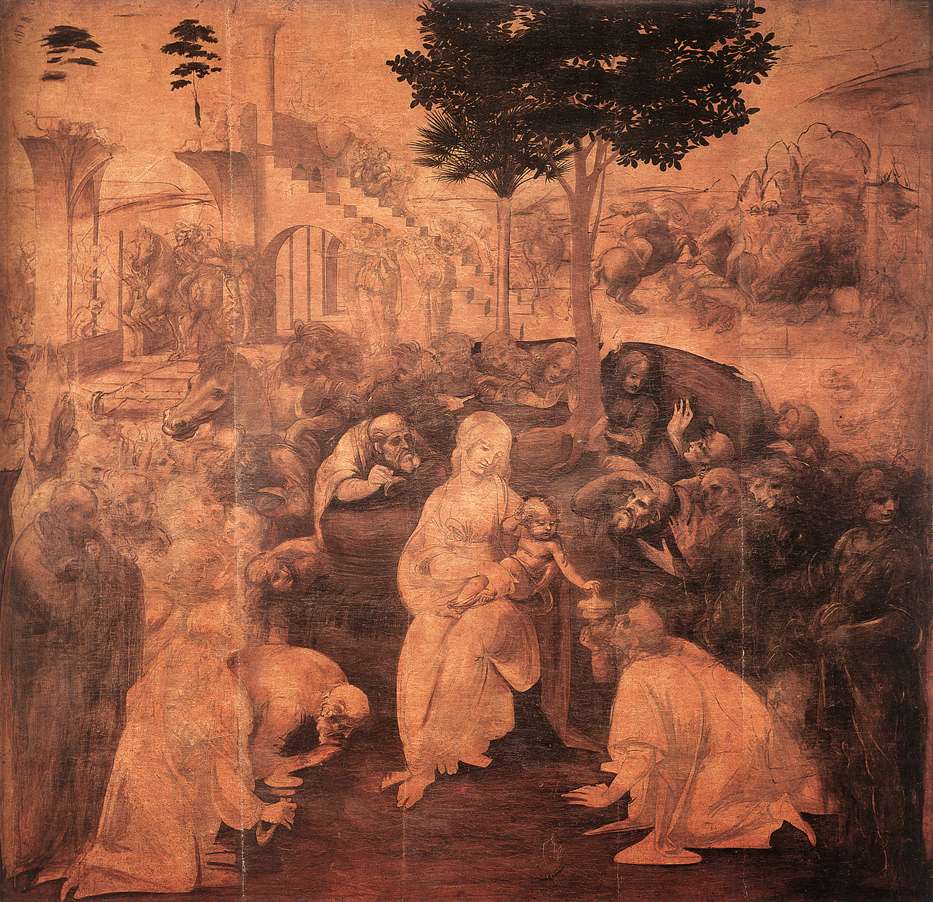 Image of Leonardo da Vinci's unfinished painting Adoration of the Magi