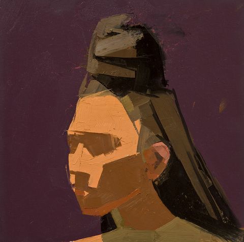 painting with large brushmarks indicating the planes of the face