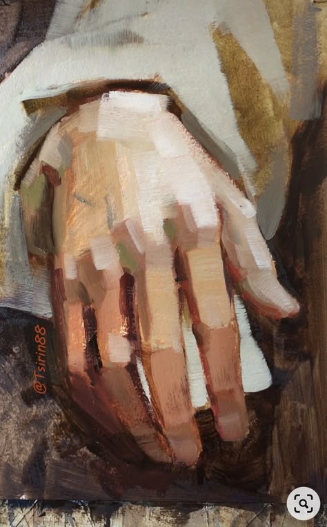 detail of a painting showing a hand made with planes