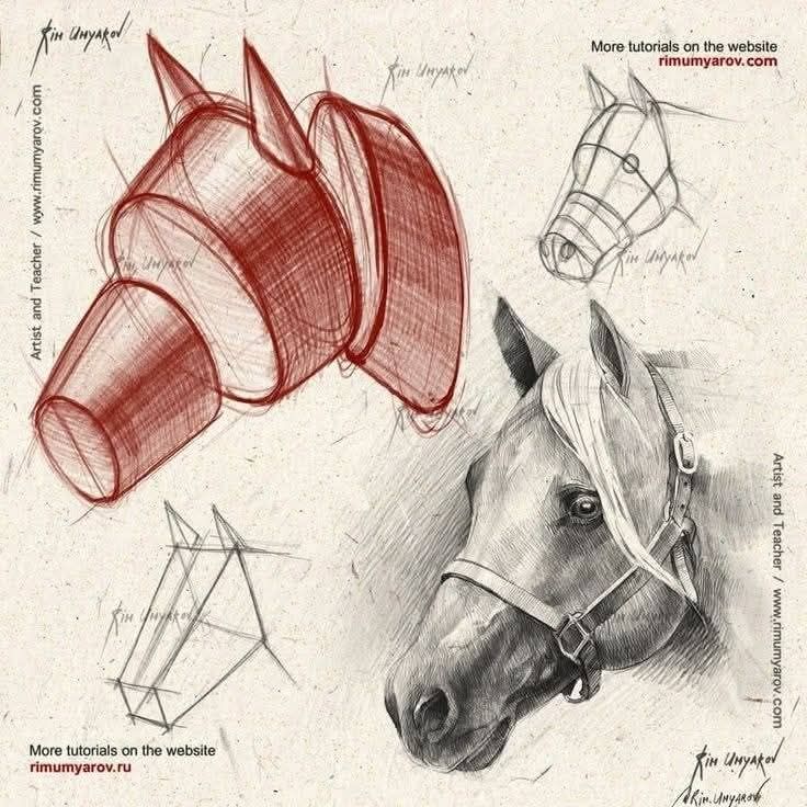 planar drawing of a horse's head