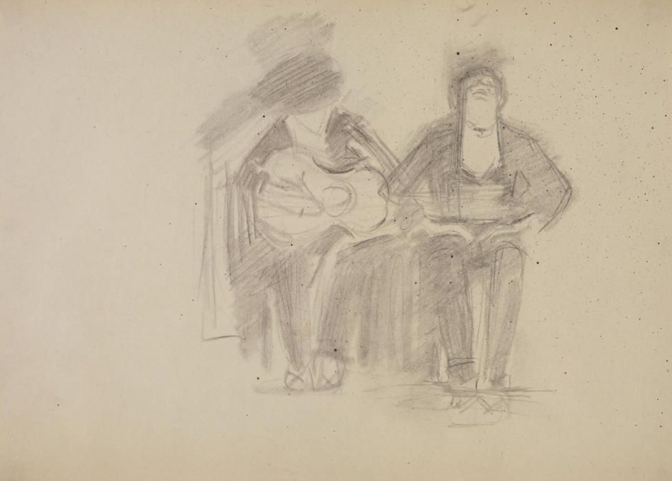 image of a preparatory drawing for the painting El Jaleo