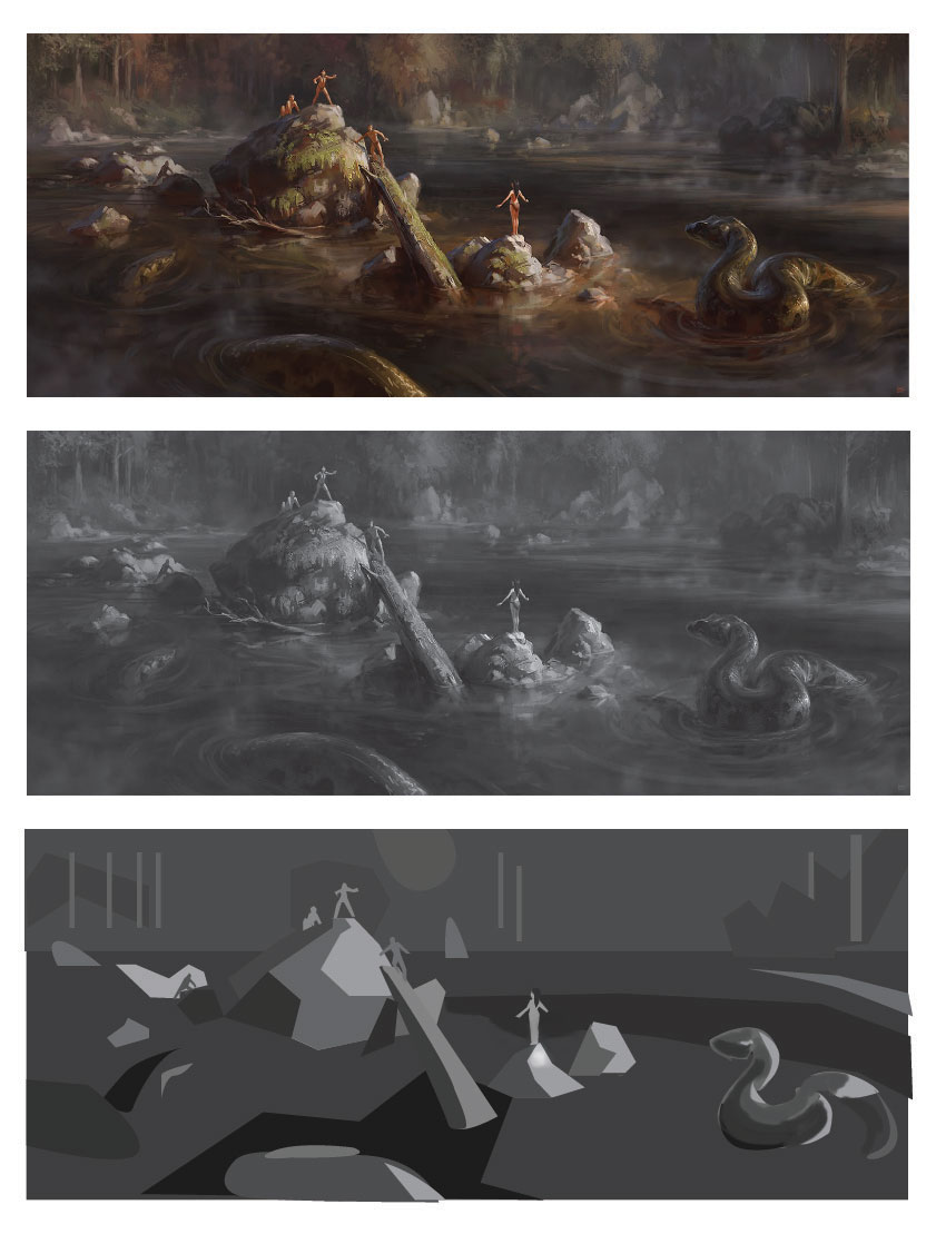 digital painting by Lane Brown with explanatory graphic